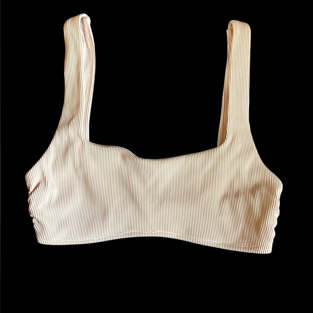 Cream Ribbed Women's Bralette aerie bathing suit crop top small
